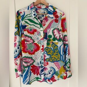 Boden Relaxed Linen Button Up Shirt - US 6